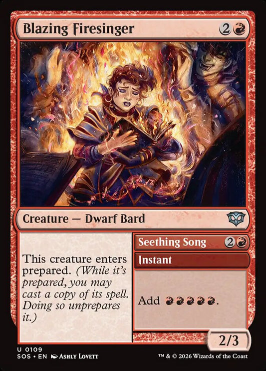 SOS-109  Blazing Firesinger // Seething Song -EN- U (Non-Foil)