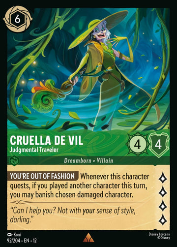 Set12-092 | Cruella De Vil – Judgmental Traveler | Rare | Foil