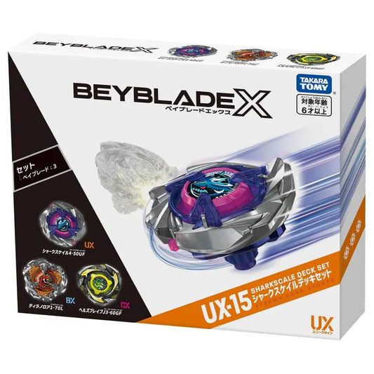 Takara Tomy Beyblade X UX-15 烈鯊鱗甲 3陀螺套裝