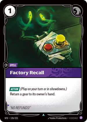 SFD-135/221 | Factory Recall | Uncommon