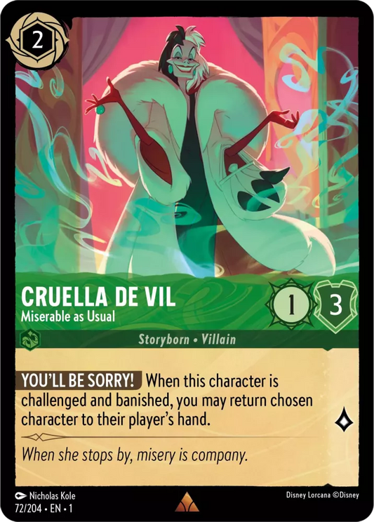 Set 1-072 | Cruella De Vil - Miserable as Usual |  Rare