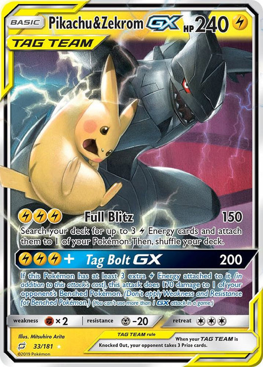 SM9 33/181|Pikachu & Zekrom GX - SM - Team Up | EN